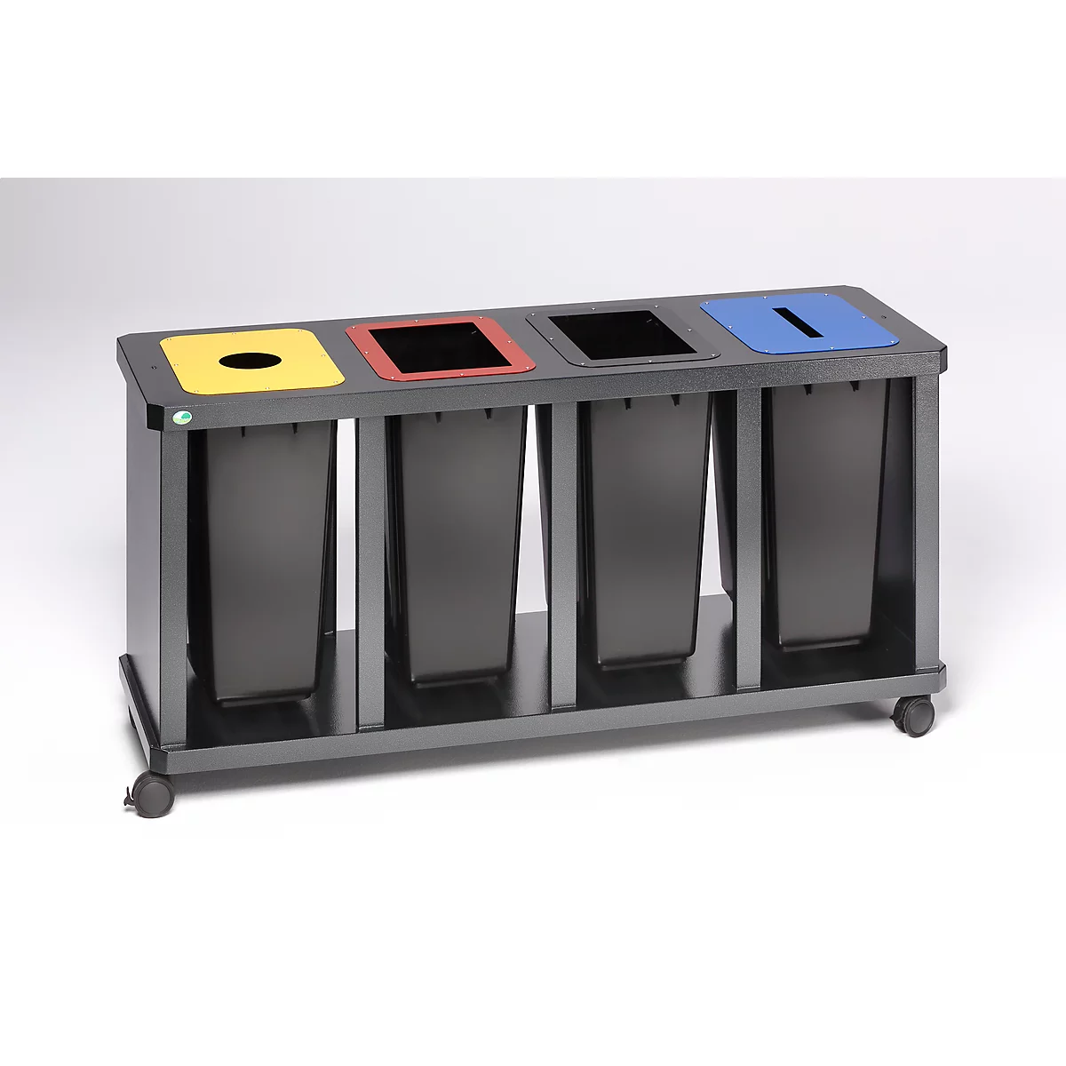 Wertstoffsammler VAR Tetris, als 4er-Station, mit Kunststoffbehältern, Stahl