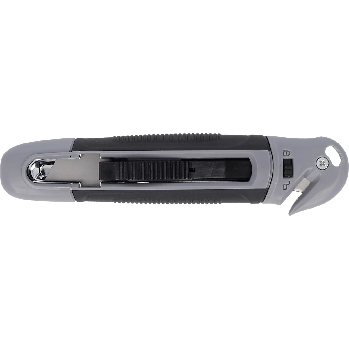 Westcott Sicherheitscutter mit Foliencutter, 18 mm, schwarz/grau, TÜV/GS geprüft