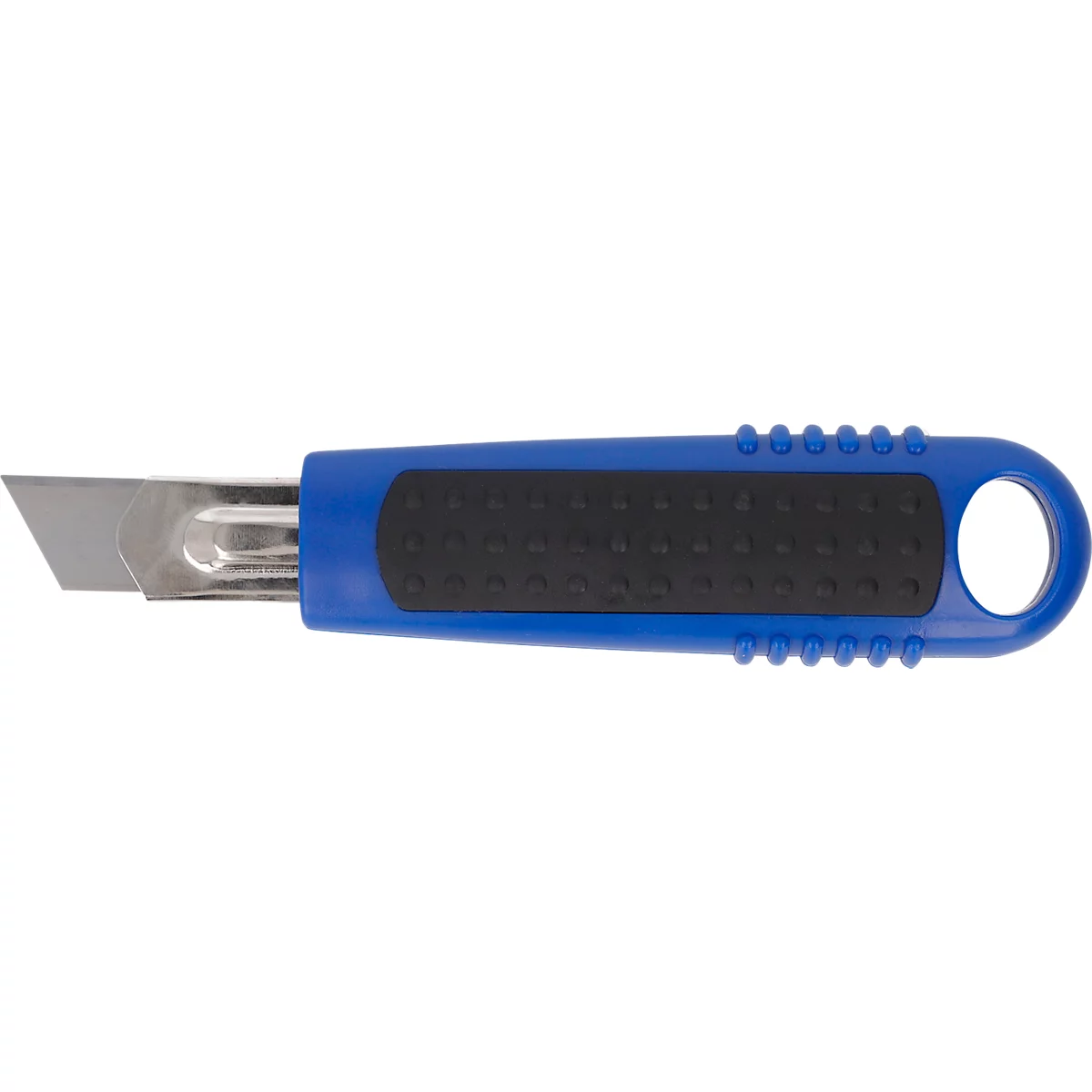 Blau-schwarzes Cuttermesser mit silberner Klinge.
