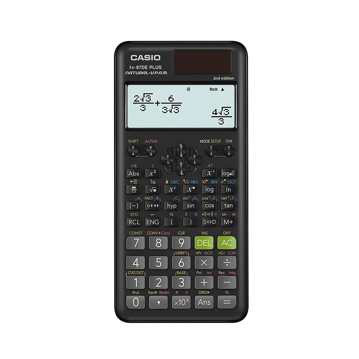 Wetenschappelijke rekenmachine CASIO FX-82DEX, 325 functies, LC-display, zonne-energie/batterij, zwart