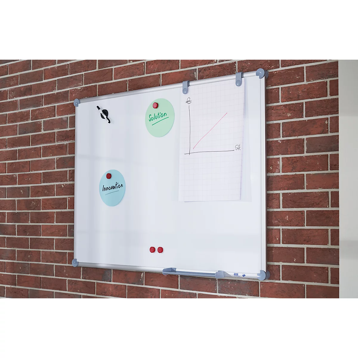 Whiteboard 2000 MAULpro, 900 x 1200 mm, gelakt oppervlak, set II
