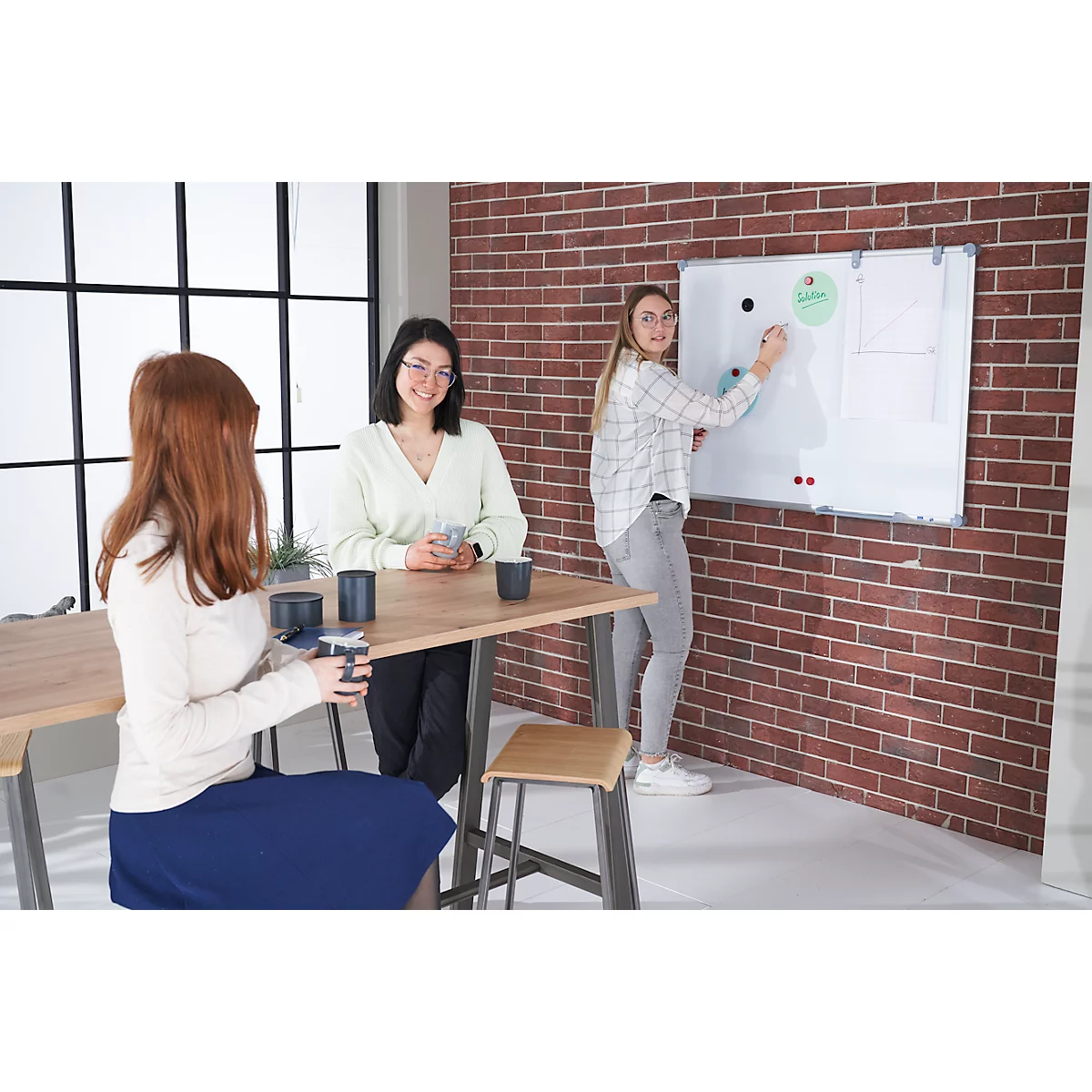 Whiteboard 2000 MAULpro, 900 x 1200 mm, gelakt oppervlak, set II