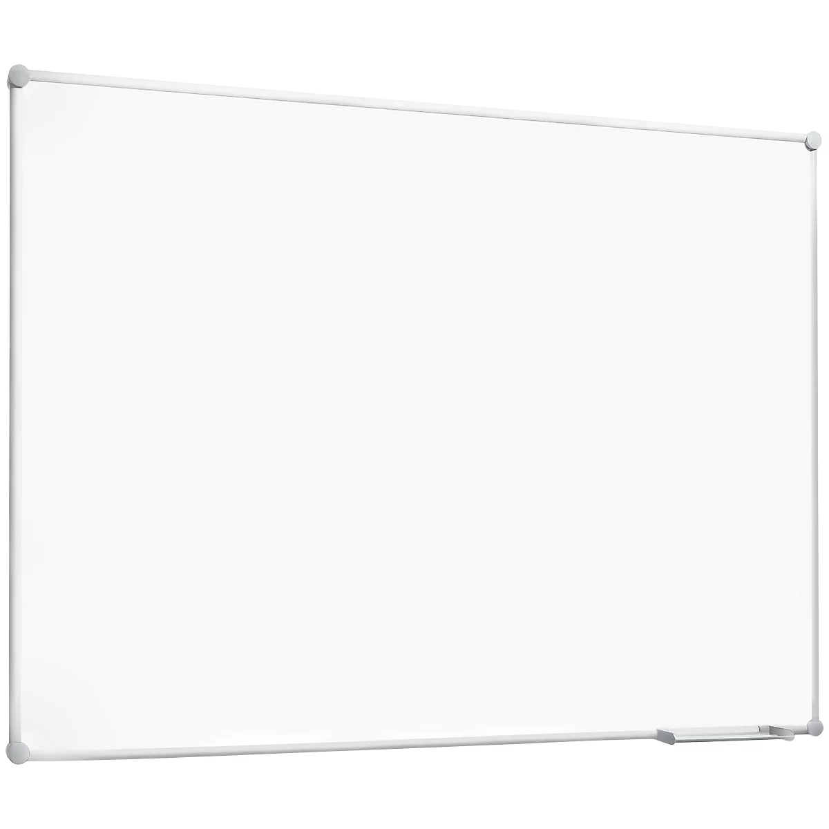 White, rectangular whiteboard with a silver frame and a small eraser at the bottom.