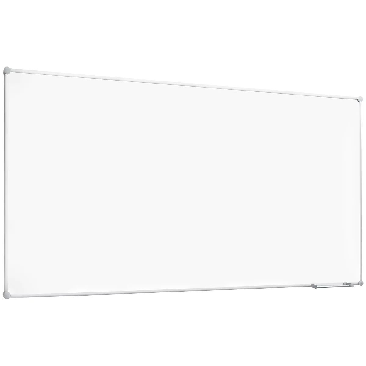 Large, rectangular white board with silver frame.