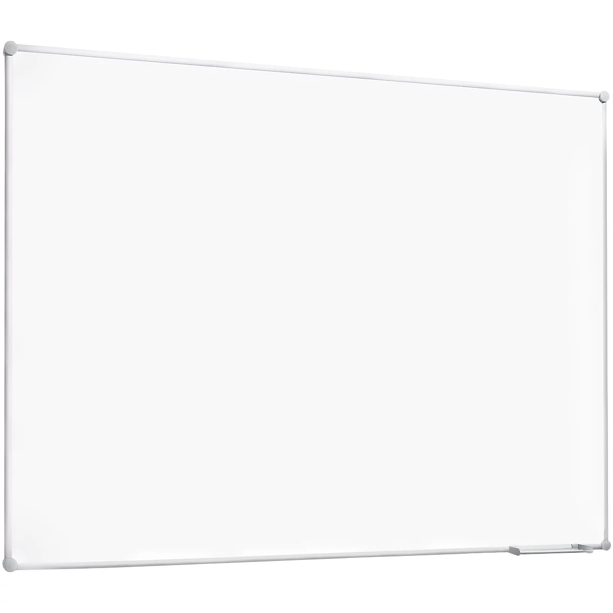 Large, rectangular white board with a slim, silver frame. A sponge is at the bottom right.