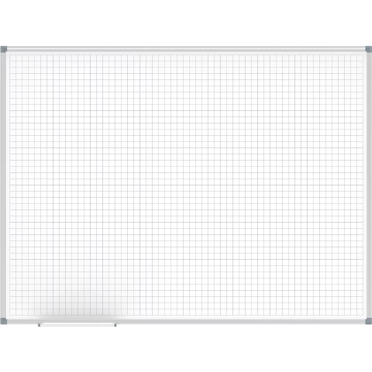 Tableau blanc quadrillé avec cadre en aluminium, pour présentations et notes.