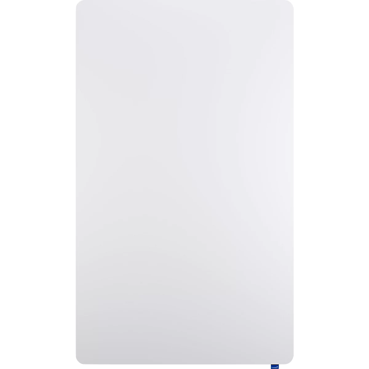 Weisses Notizbuch mit abgerundeten Ecken und blauem Lesezeichen. Auf weissem Hintergrund.