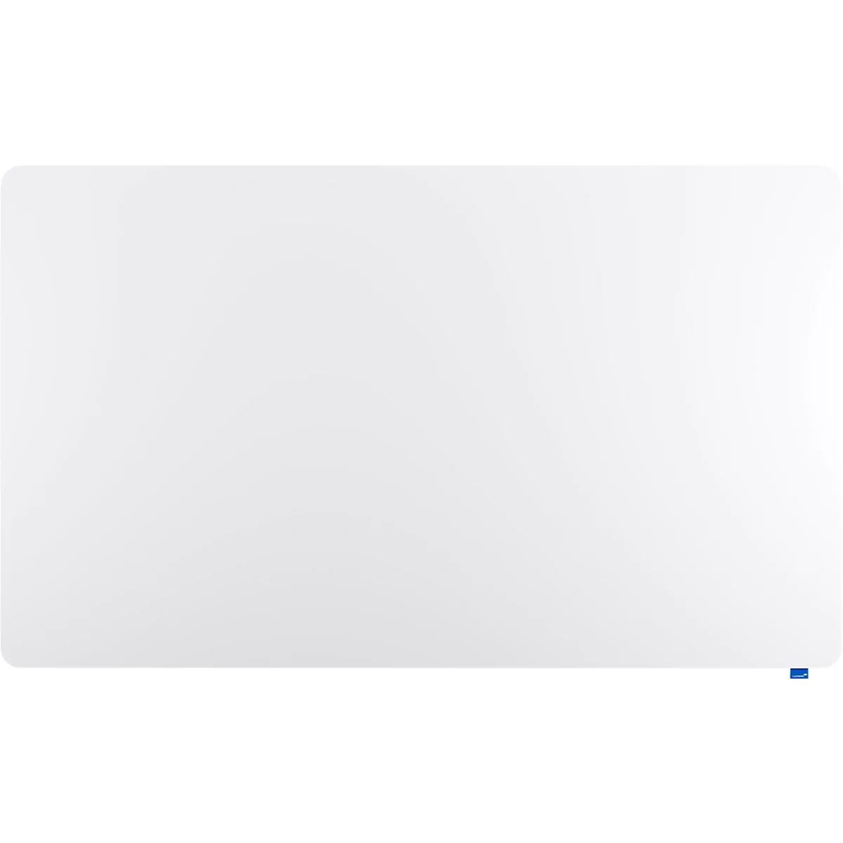 Grosse, weisse, rechteckige Tafel, mit leicht abgerundeten Ecken. Unten rechts ein blauer Aufkleber.