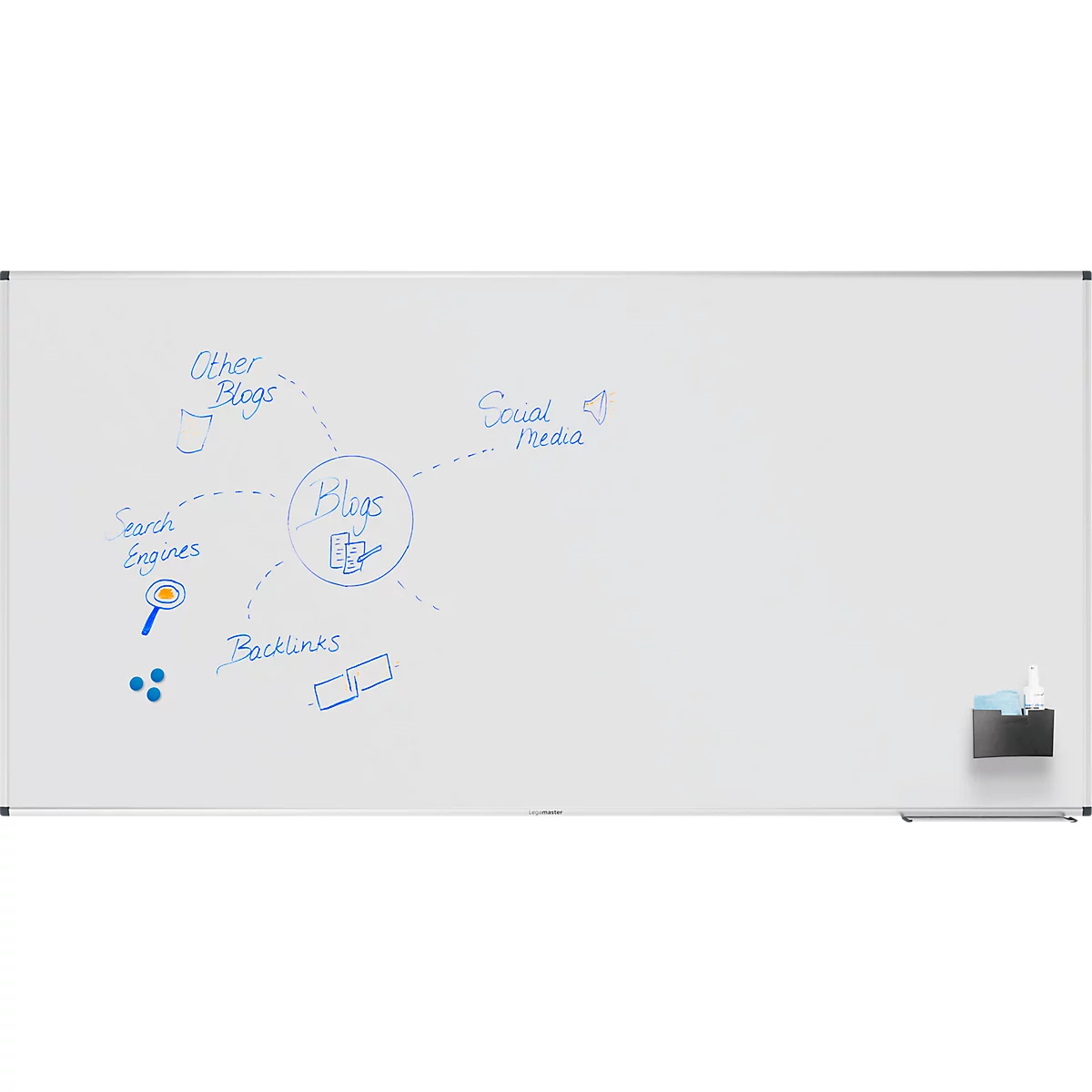 Whiteboard Legamaster UNITE PLUS, magnetisch, Markerablage, B 2000 x T 12,6 x H 1000 mm, emaillierter Keramikstahl, weiß