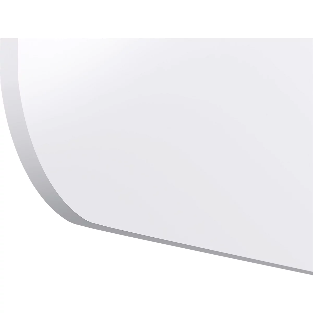 Detail van een wit, afgerond object, met een grijze rand tegen een witte achtergrond.