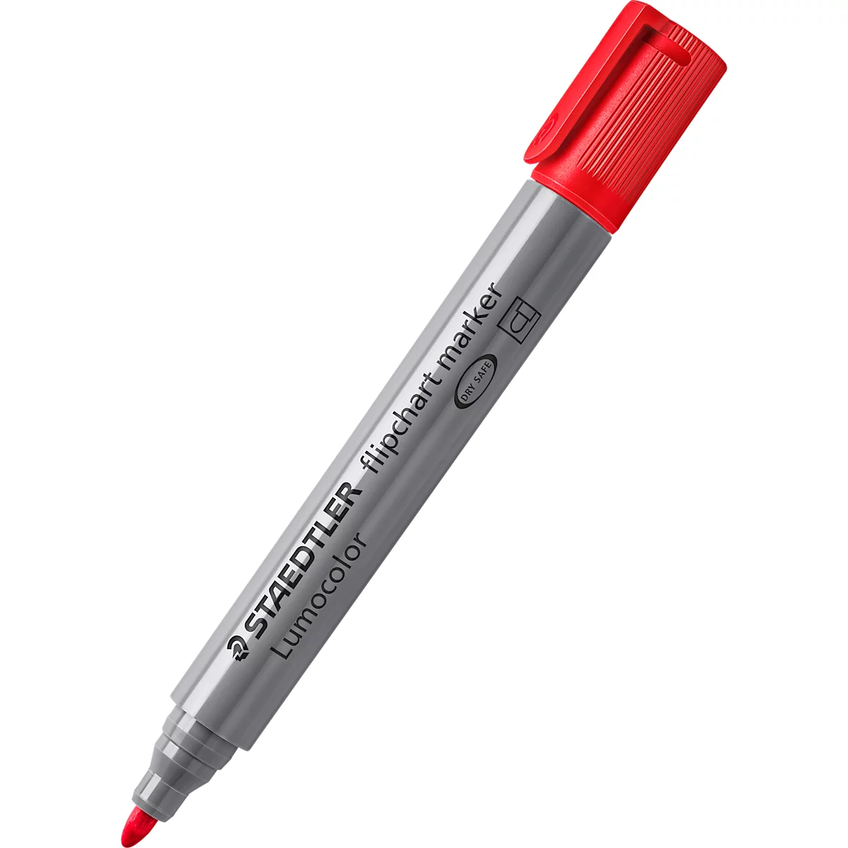 Whiteboard marker Staedtler Lumocolor® 351, ronde punt met 2 mm, sneldrogend &amp; droog uitwisbaar, met clip, geassorteerde kleuren, 10 st.