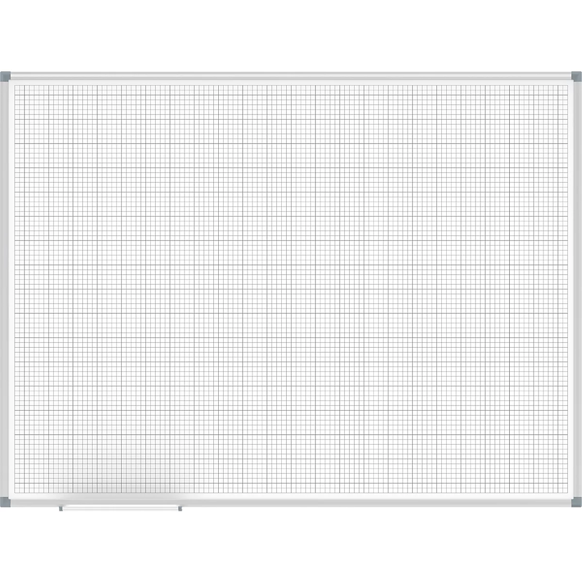 Whiteboard with grid lines and a silver frame.