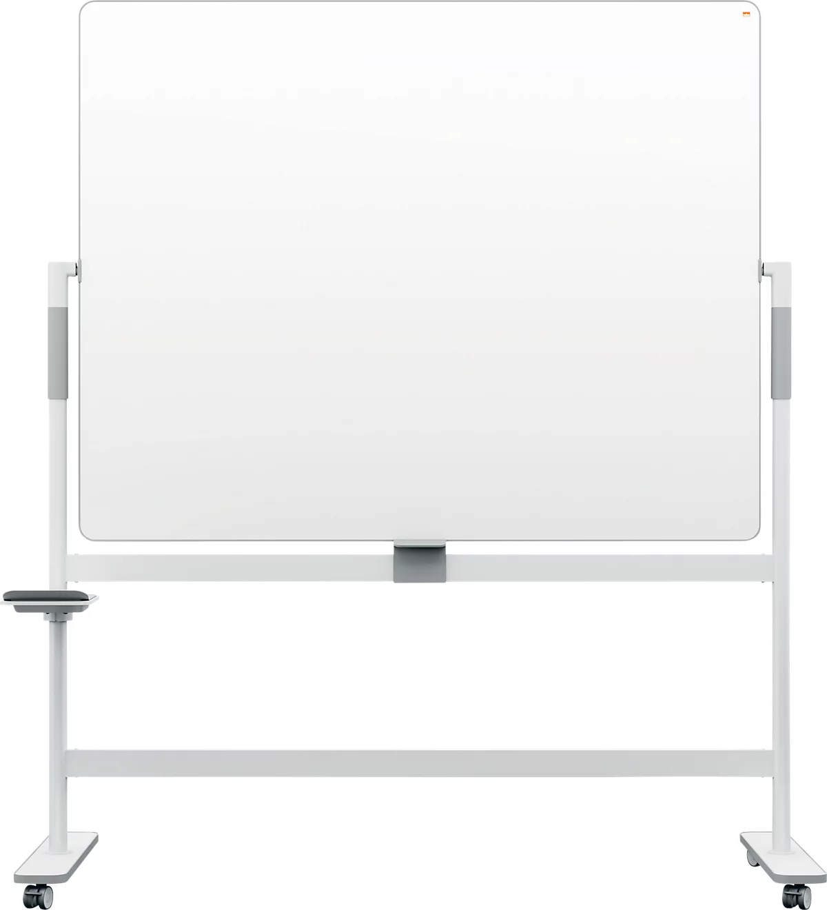 Whiteboard Nobo Move & Meet, Stiftablage, horizontaler Drehpunkt, feststellbare Rollen, B 1500 x H 1200 mm, weiß