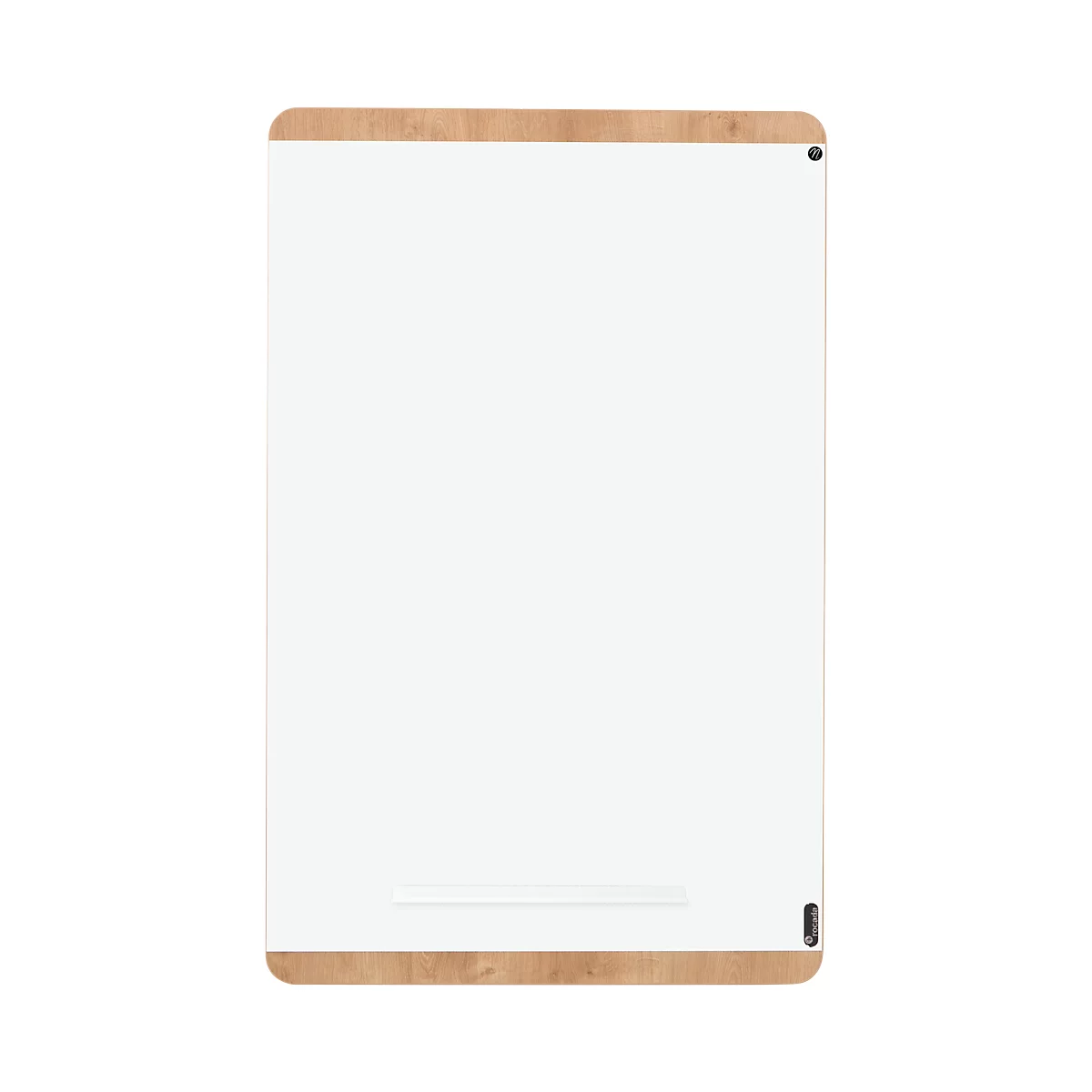 Whiteboard Rocada Natural, magnethaftend, Hoch/Quer, Ablageschale, Stahl auf Melaminholz, B 750 x H 1150 mm