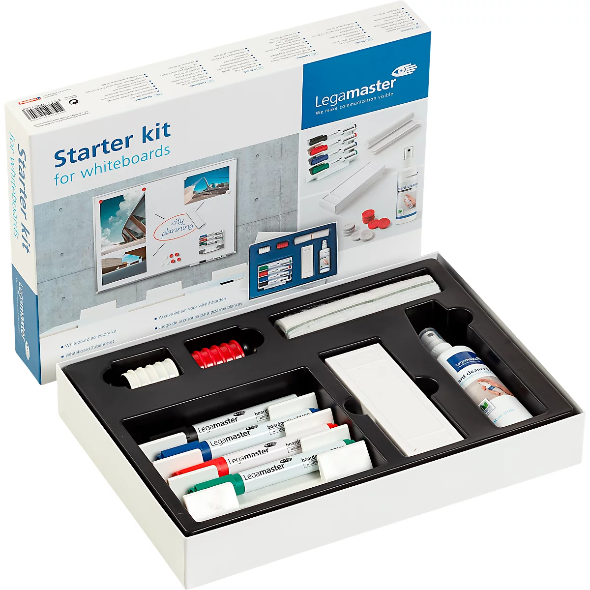 Whiteboard startset Legamaster 7-125000, markers, wisser, houder, magneet, reiniger, 17-delig