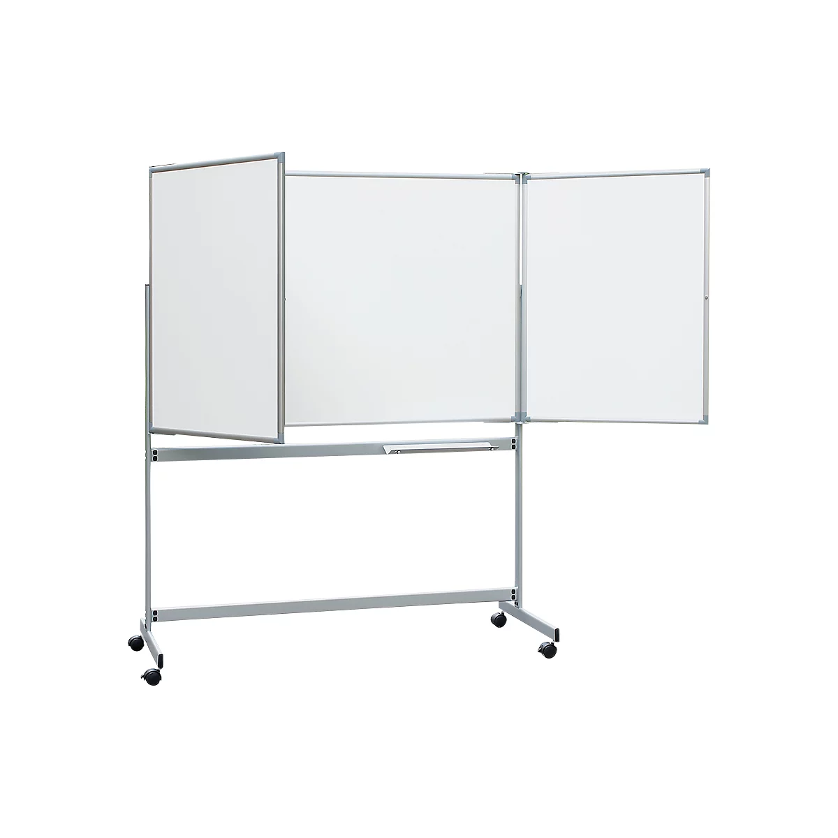 Whiteboard triptyque MAUL, 2 ailes rabattables, mobile, 1500 x 1000 mm