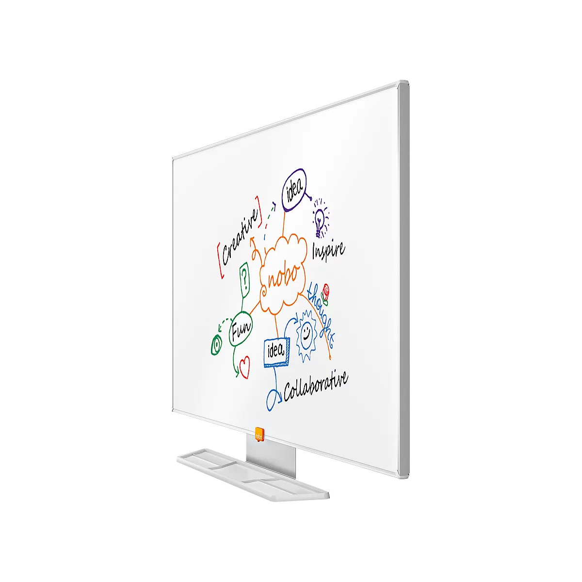 Whiteboard Widescreen nobo - aluminium frame - Nano Clean oppervlak - B 890 x H 500 mm - met opbergbak