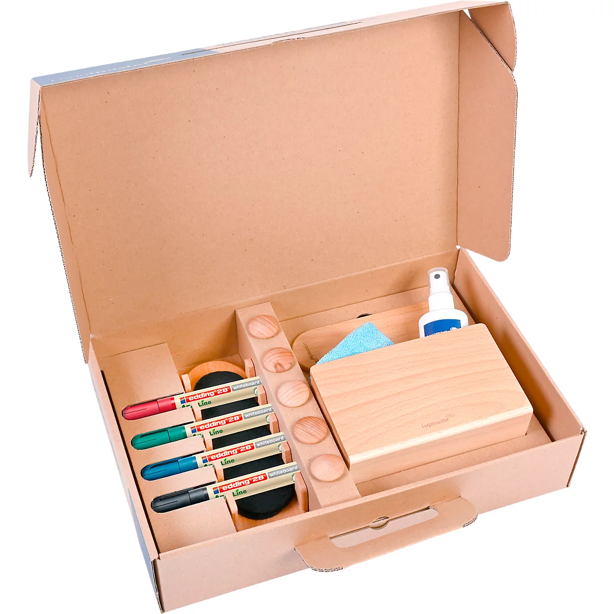 Whiteboard Zubehör Set Legamaster WOODEN, 17-teilig, für magnethaftende & beschriftbare Whiteboards, FSC®-zertifiziertes Buchen-Naturholz