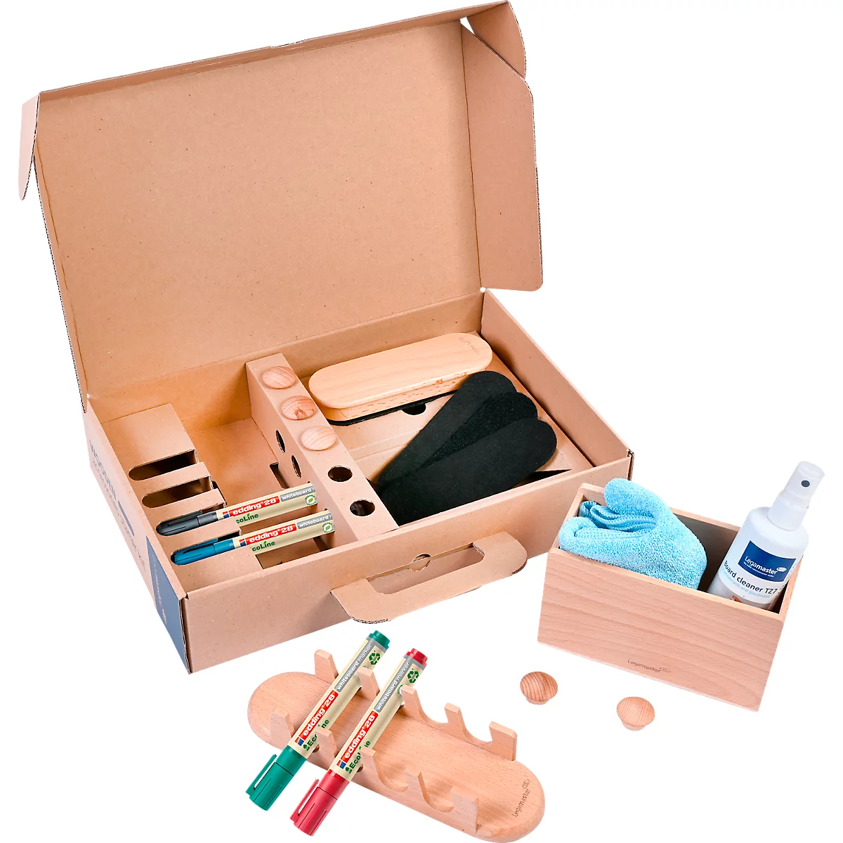 Whiteboard Zubehör Set Legamaster WOODEN, 17-teilig, für magnethaftende & beschriftbare Whiteboards, FSC®-zertifiziertes Buchen-Naturholz