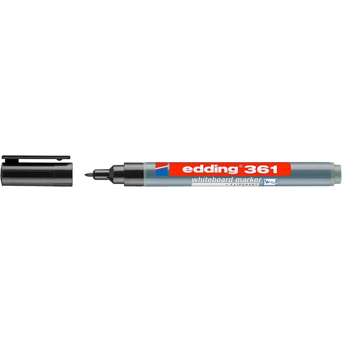 Person hält Edding 361 Stift und eine feine Spitze in den Händen. Stift und Spitze sind im Fokus.