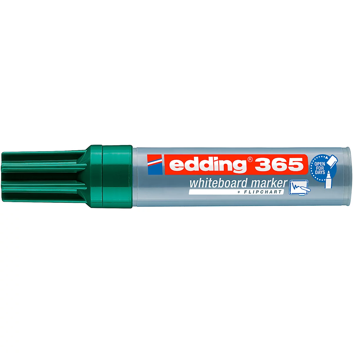 Eine Hand befüllt einen Edding-Boardmarker mit schwarzer Tinte. Tropfen fallen in den Marker.