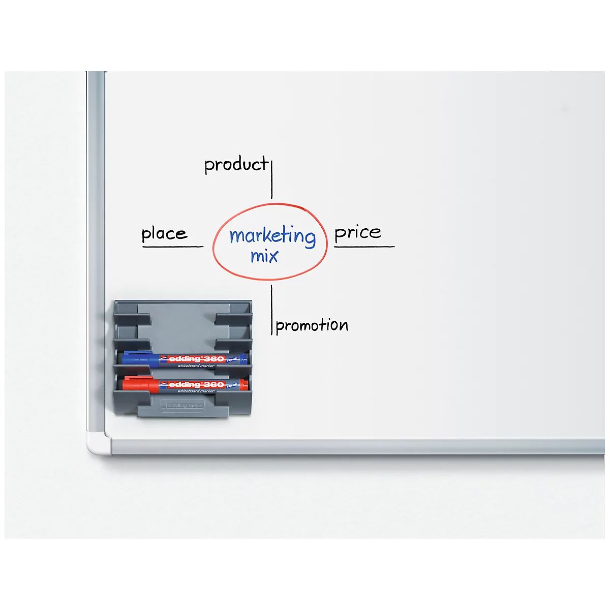Whiteboardmarker-houder Edding e-BMA3, magnetisch, tot maximaal 4 markers, B 158 x D 136 x H 42 mm