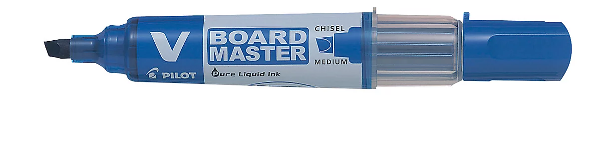 Whiteboardmarker PILOT V-Board Master, nachfüllbar, Tintenstandanzeige, Keilspitze, blau, 1 Stück