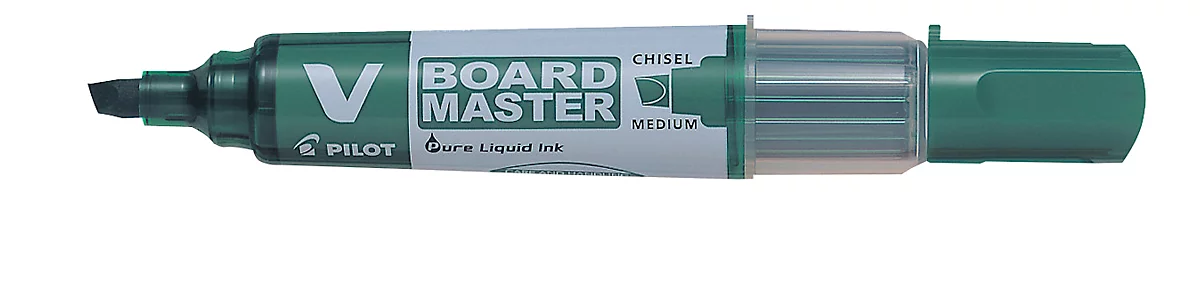 Whiteboardmarker PILOT V-Board Master, nachfüllbar, Tintenstandanzeige, Keilspitze, grün, 1 Stück