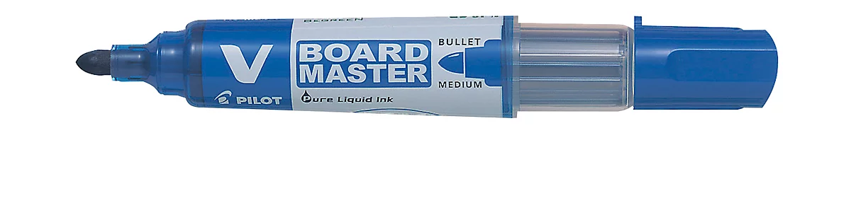Whiteboardmarker PILOT V-Board Master, nachfüllbar, Tintenstandanzeige, Rundspitze, blau, 1 Stück