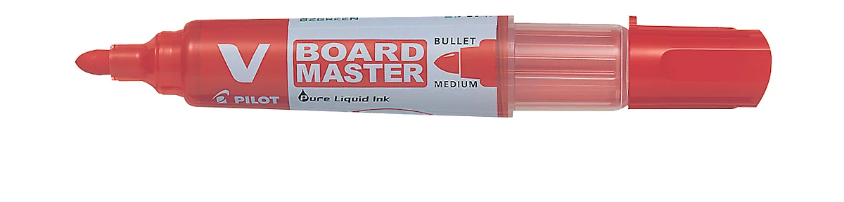 Whiteboardmarker PILOT V-Board Master, nachfüllbar, Tintenstandanzeige, Rundspitze, rot, 1 Stück
