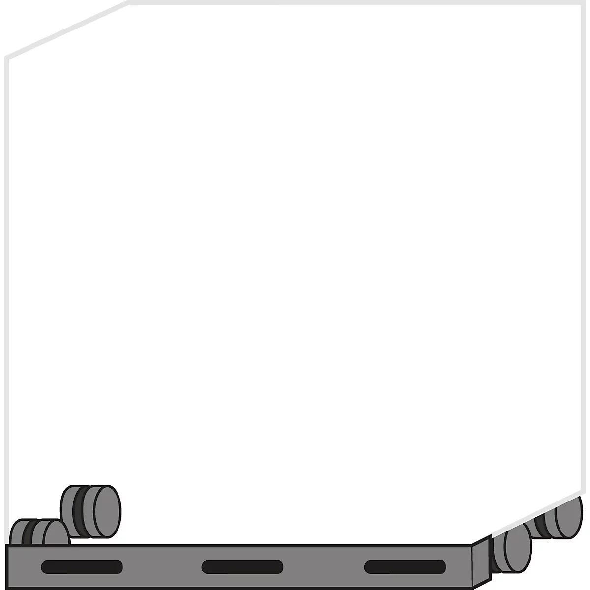 Wielen met bodemdeksel voor asecos veiligheidskasten van de serie UB90, plaatstaal, leigrijs, B 587 x H 30 mm