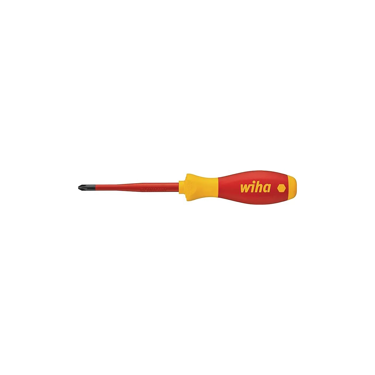 Roter Schraubendreher mit gelbem Griff, Wiha Logo.