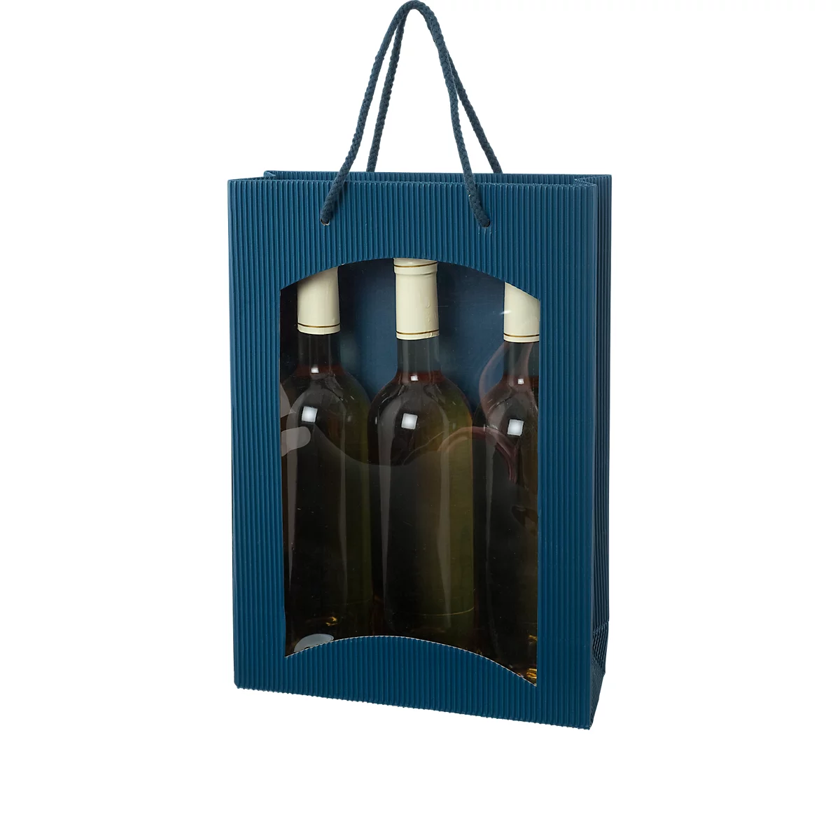 Wijntas 'Open Golven”, 3 stuks, blauw, 10 stuks