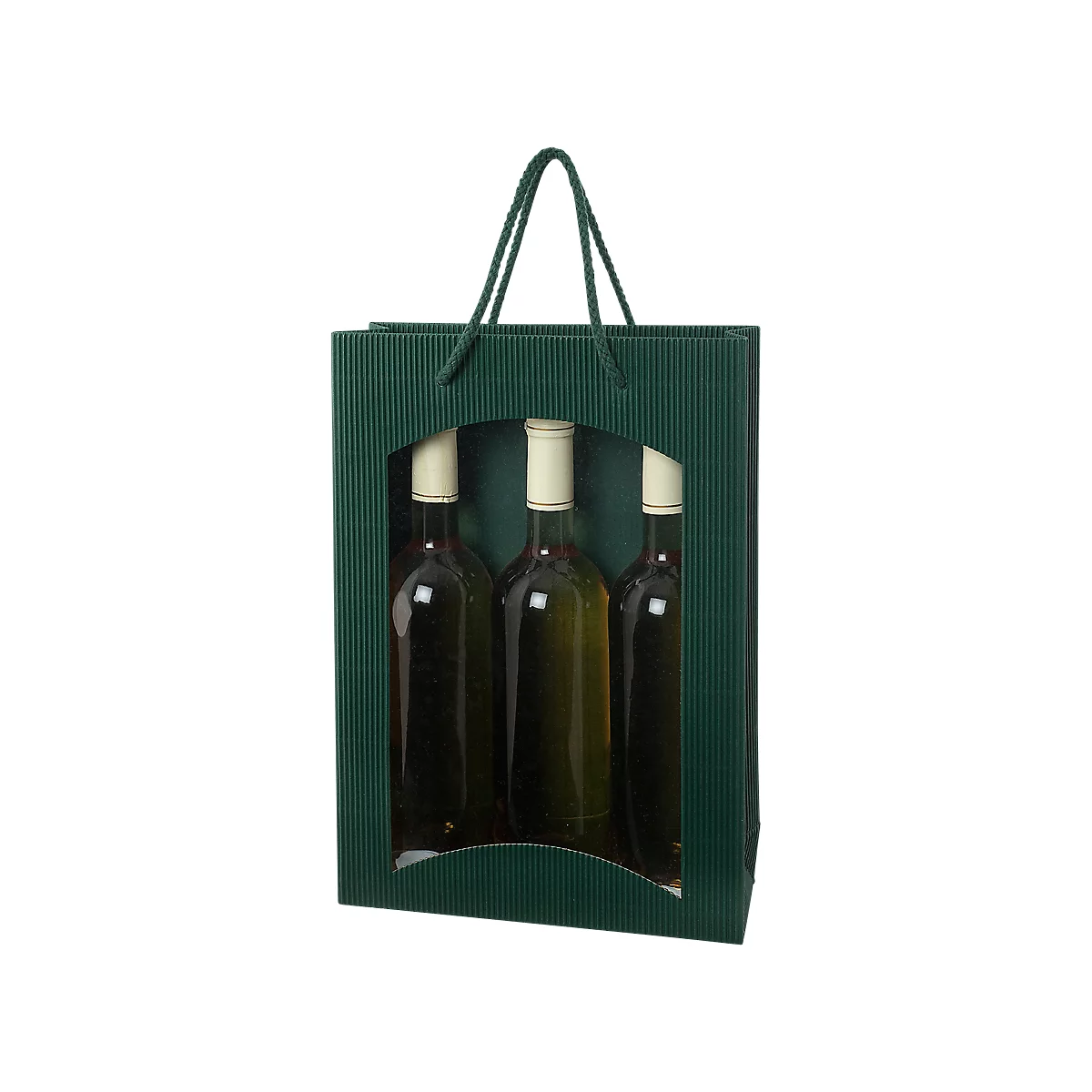 Wijntas "Open Golven”, 3 stuks, groen, 10 stuks