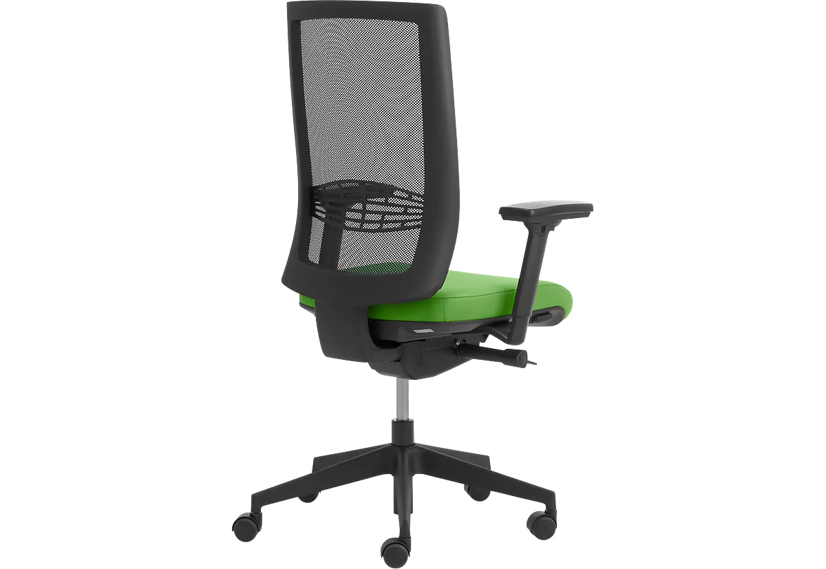 WIKI bureaustoel, met armleuningen, netrug, kunststof frame, groen