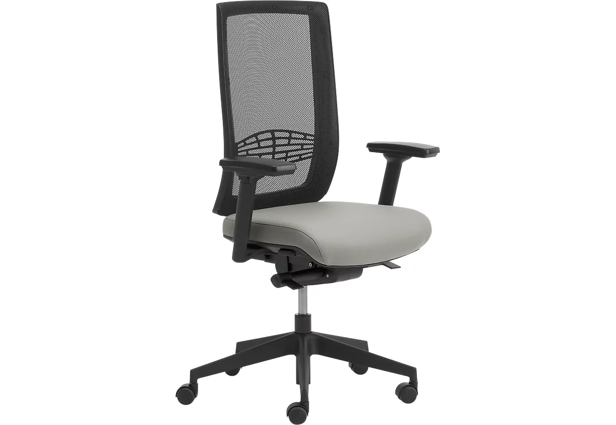 WIKI-bureaustoel, met armleuningen, netrug, kunststof frame, lichtgrijs