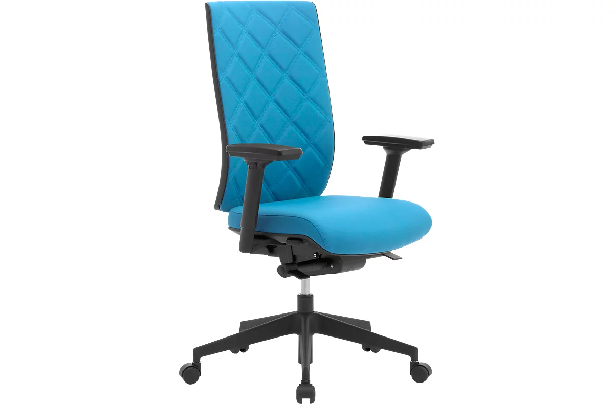 WIKI-bureaustoel, met armleuningen, stoffen rugleuning, kunststof frame, lichtblauw