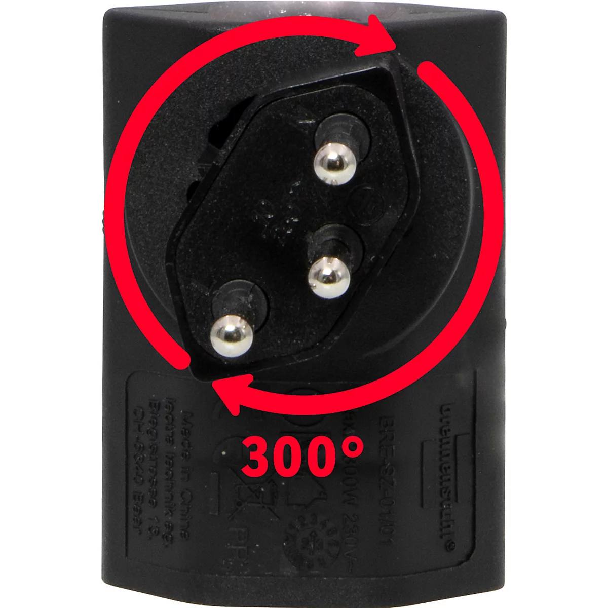 Winkeladapter brennenstuhl® cleverLINE, um 300° drehbar, IP20, L 60 x B 65 x T 42 mm, Kunststoff, schwarz