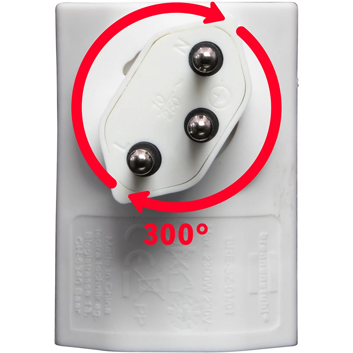 Winkeladapter brennenstuhl® cleverLINE, um 300° drehbar, IP20, L 60 x B 65 x T 42 mm, Kunststoff, weiss