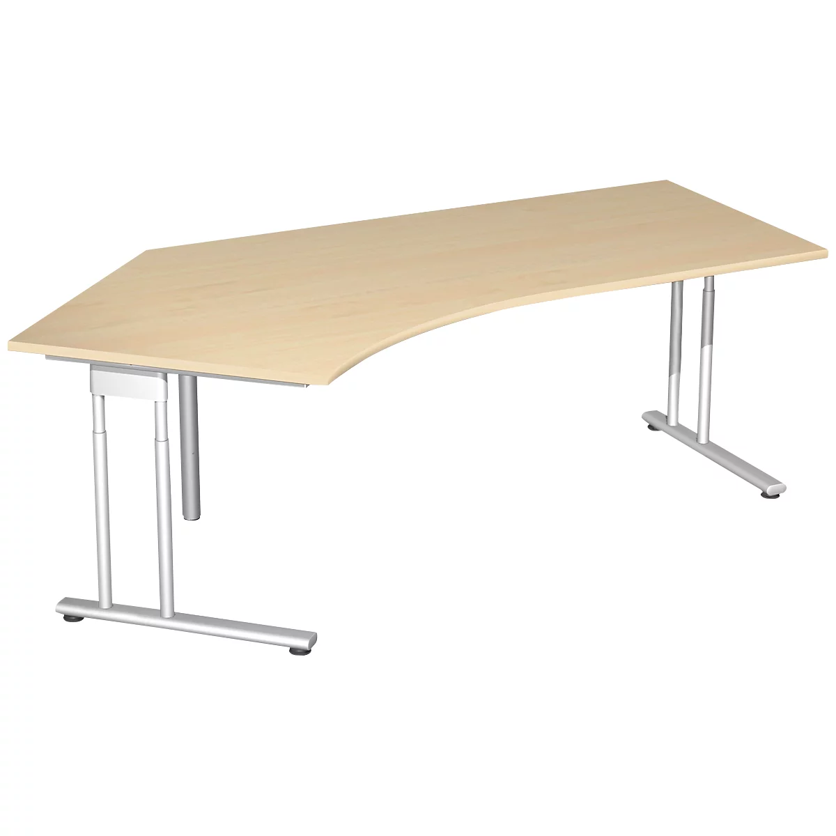 Winkelschreibtisch 135° PALENQUE, C-fuss, Winkel links, B 2165 x T 800/1130 x H 680-820 mm, Ahorn