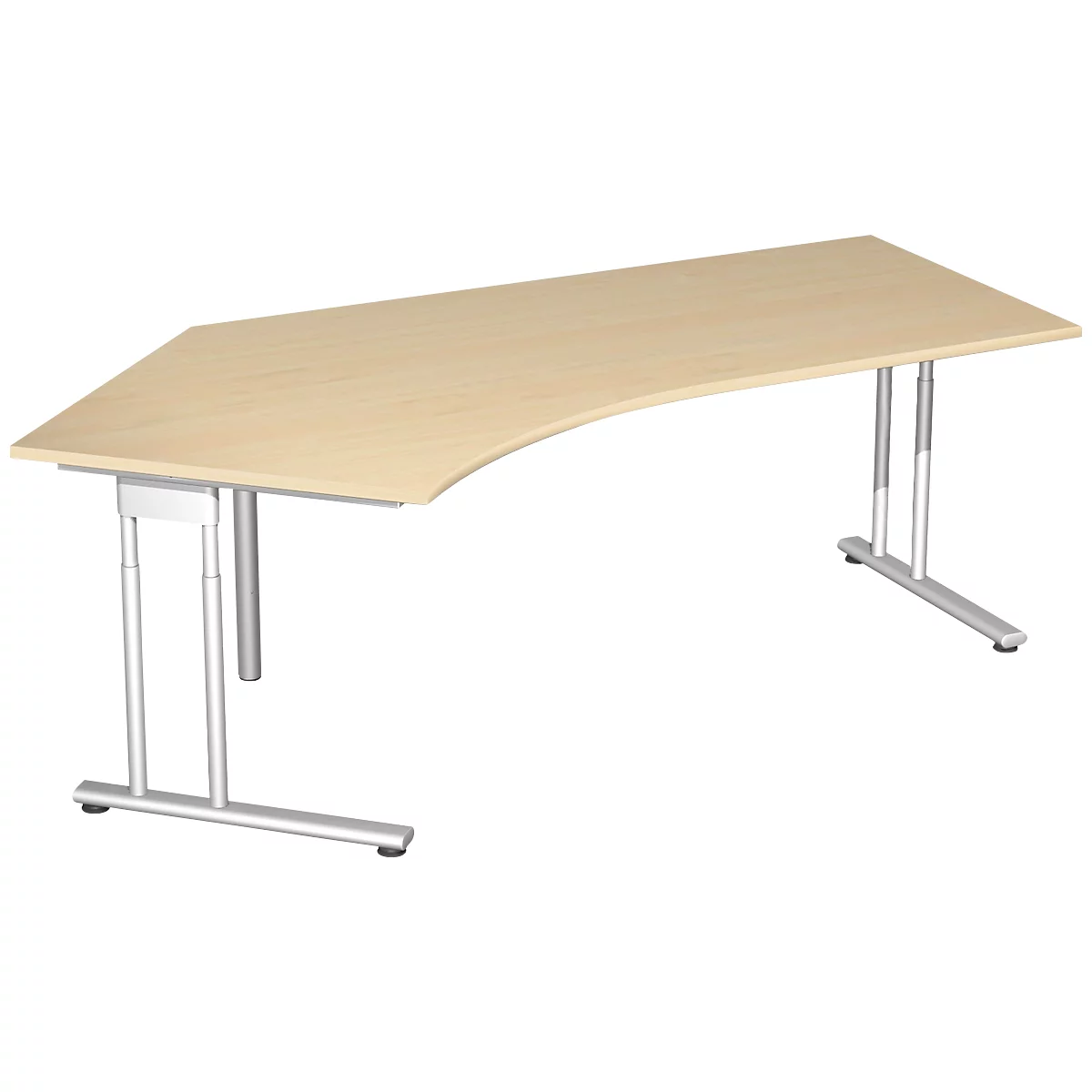 Winkelschreibtisch 135° PALENQUE, C-Fuß, Winkel links, B 2165 x T 800/1130 x H 720 mm, Ahorn
