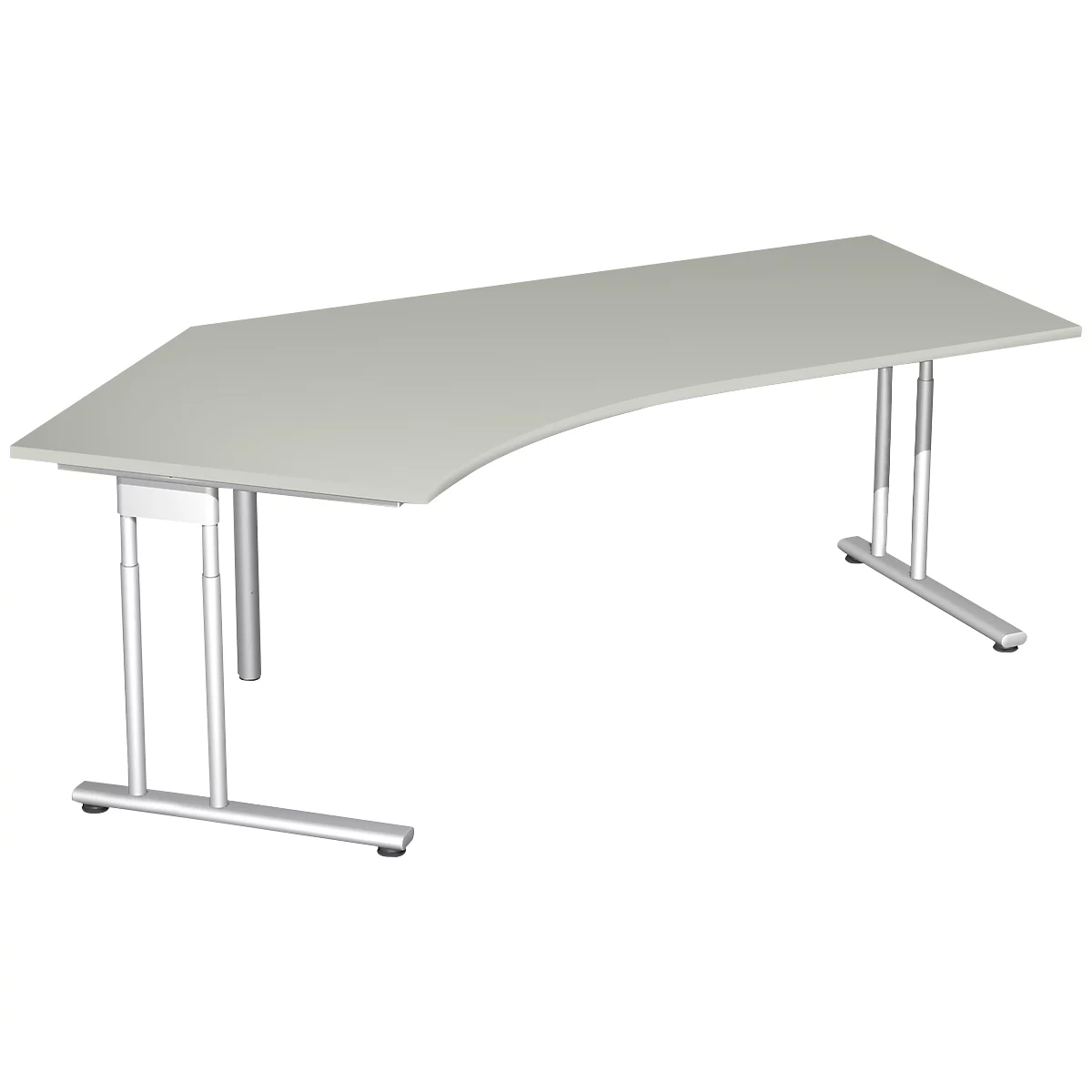 Winkelschreibtisch 135° PALENQUE, C-Fuß, Winkel links, B 2165 x T 800/1130 x H 720 mm, lichtgrau