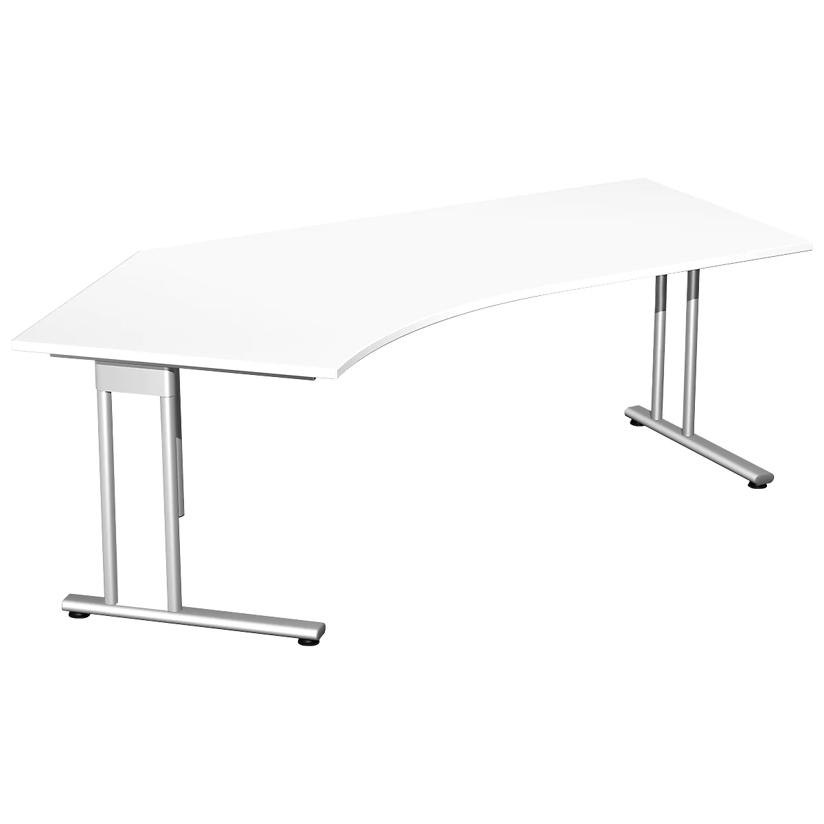 Winkelschreibtisch 135° PALENQUE, C-Fuß, Winkel links, B 2165 x T 800/1130 x H 720 mm, weiß