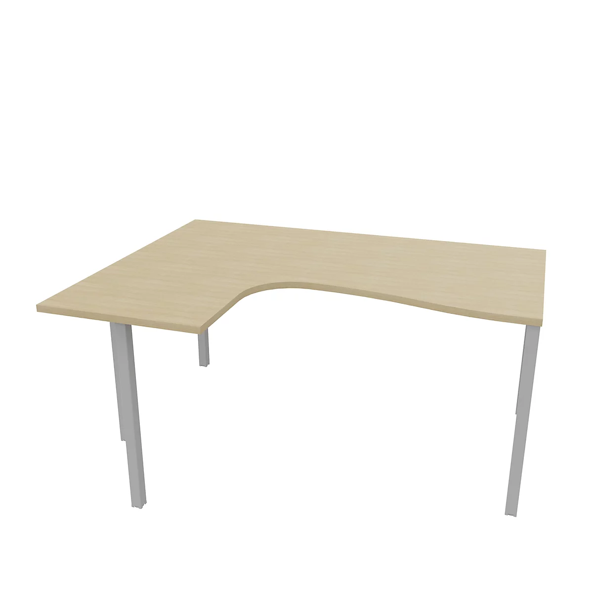 Winkelschreibtisch ARLON-OFFICE, 4-Fuß, Ansatz links, B 1600 x T 1200 x H 730 mm, Eiche-Dekor