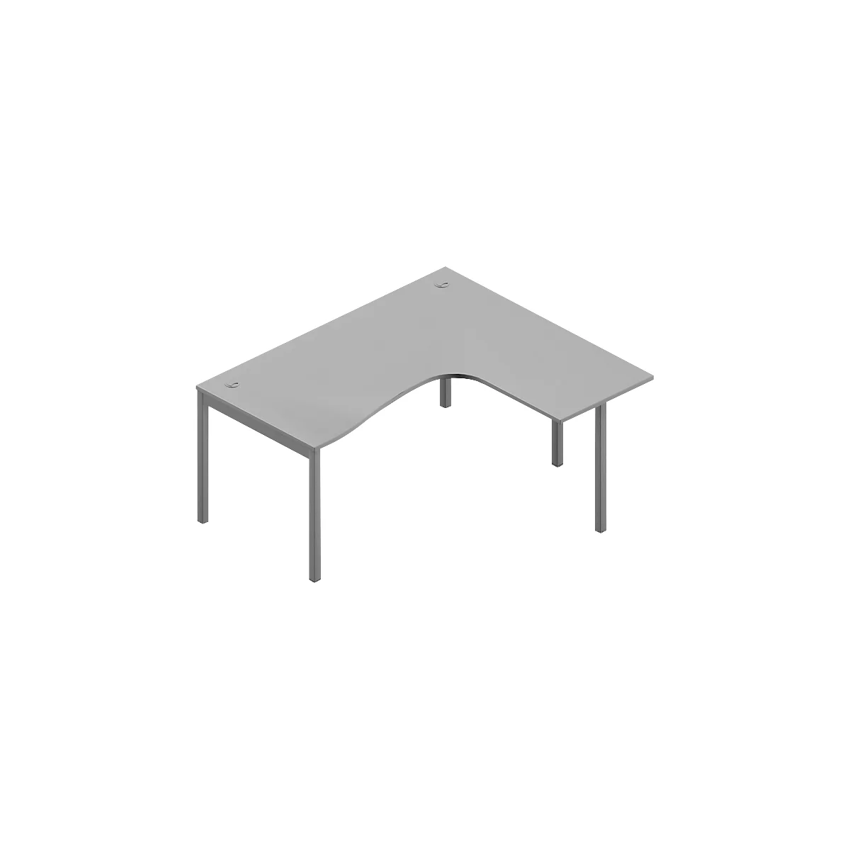 Winkelschreibtisch ARLON-OFFICE, 4-Fuß, Ansatz links, B 1600 x T 1200 x H 730 mm, lichtgrau