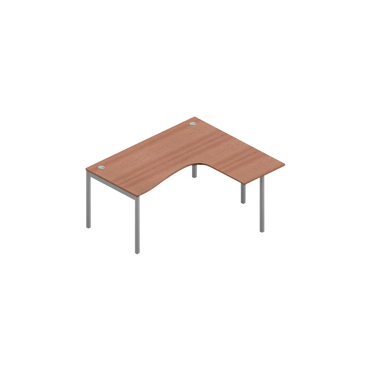 Winkelschreibtisch ARLON-OFFICE, 4-Fuß, Ansatz links, B 1600 x T 1200 x H 730 mm, Nuss Canaletto