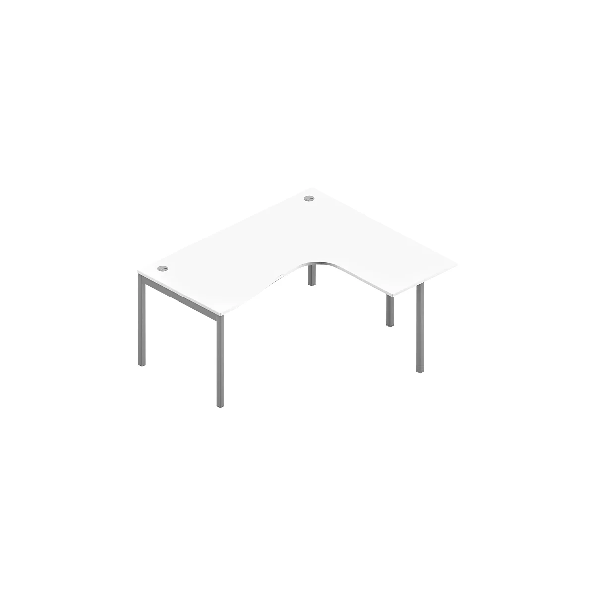 Winkelschreibtisch ARLON-OFFICE, 4-Fuß, Ansatz links, B 1600 x T 1200 x H 730 mm, weiß