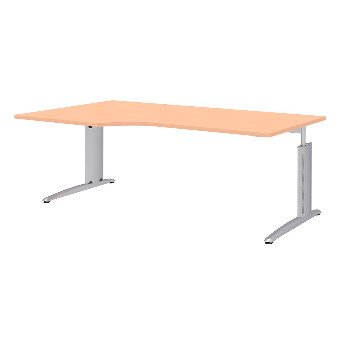 Winkelschreibtisch BARI, 90°, Form A, Winkel links, C-Fuß, B 2000 x T 800 mm, Buche-Dekor