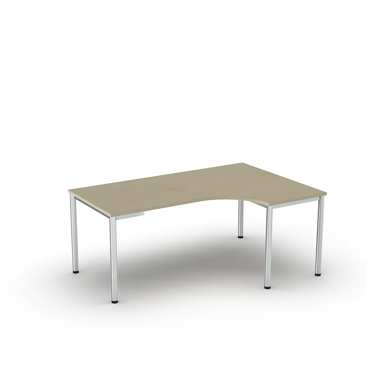 Winkelschreibtisch BEXXSTAR, Rundrohrfuß, Ansatz rechts, B 2000 x T 800/1200 mm, Ahorn-Dekor