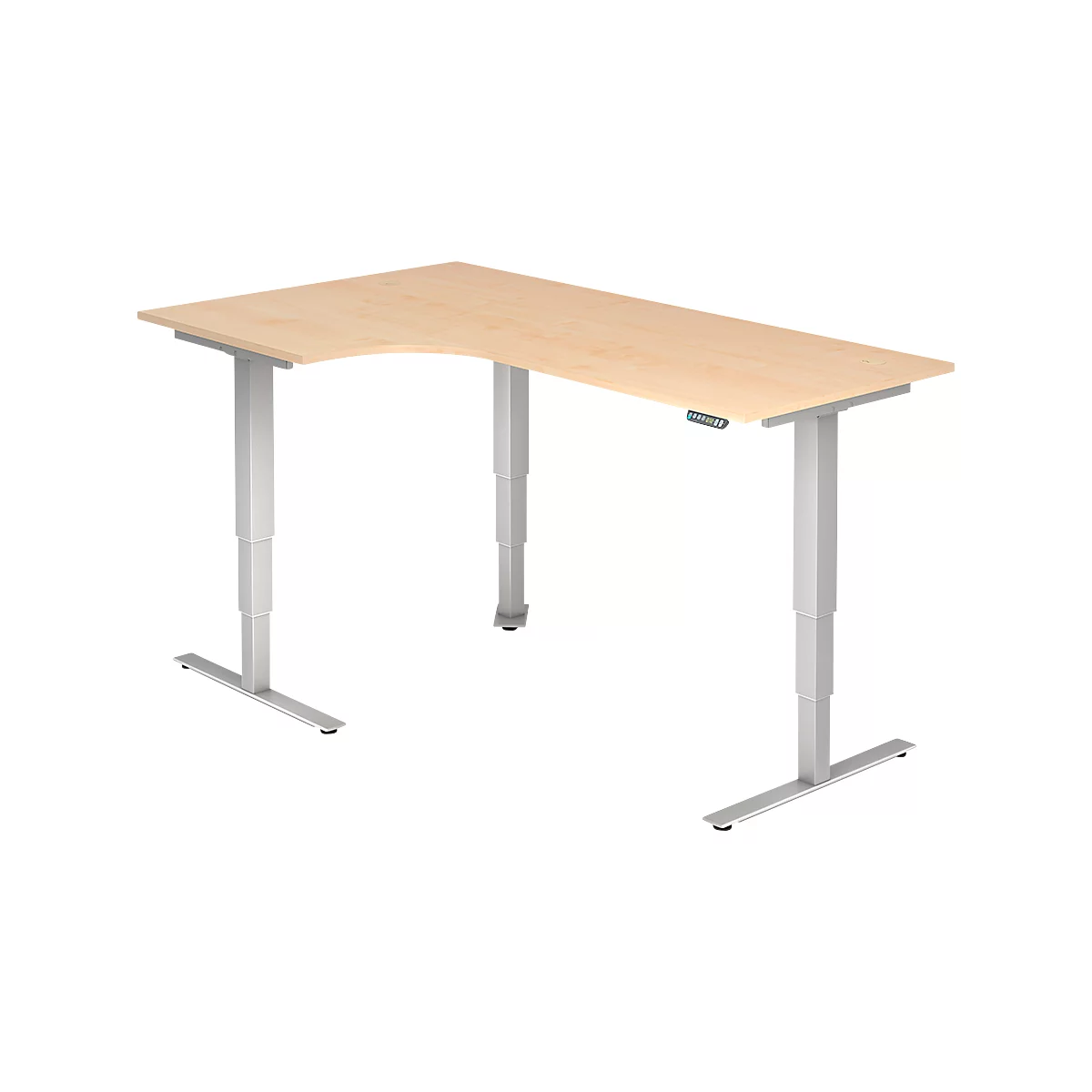 Winkelschreibtisch ULM, elektrisch, höhenverstellbar, B 2000 mm, Ahorn-Dekor